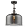 Innovations Lighting X-Large Bell 12" Wide Semi-Flush Ceiling Fixture with 16" Height Oil Rubbed Bronze / Plated Smoke