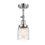 Innovations Lighting Bell 5" Wide Semi-Flush Ceiling Fixture with Shade Polished Chrome / Deco Swirl