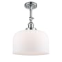 Innovations Lighting X-Large Bell 12" Wide Semi-Flush Ceiling Fixture with 16" Height Polished Chrome / Matte White