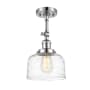 Innovations Lighting Bell 8" Wide Semi-Flush Ceiling Fixture Polished Chrome / Clear Deco Swirl