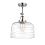 Innovations Lighting Bell 12" Wide Semi-Flush Ceiling Fixture Polished Chrome / Clear Deco Swirl