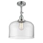 Innovations Lighting X-Large Bell 12" Wide Semi-Flush Ceiling Fixture with 16" Height Polished Chrome / Clear
