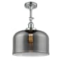 Innovations Lighting X-Large Bell 12" Wide Semi-Flush Ceiling Fixture with 16" Height Polished Chrome / Plated Smoke