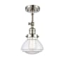 Innovations Lighting Olean 7" Wide Convertible Semi-Flush Ceiling Fixture / Convertible to Wall Sconce Polished Nickel / Clear