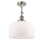 Innovations Lighting X-Large Bell 12" Wide Semi-Flush Ceiling Fixture with 16" Height Polished Nickel / Matte White