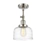 Innovations Lighting Bell 8" Wide Semi-Flush Ceiling Fixture Polished Nickel / Clear Deco Swirl