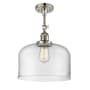 Innovations Lighting X-Large Bell 12" Wide Semi-Flush Ceiling Fixture with 16" Height Polished Nickel / Clear
