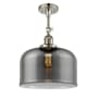 Innovations Lighting X-Large Bell 12" Wide Semi-Flush Ceiling Fixture with 16" Height Polished Nickel / Plated Smoke