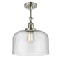 Innovations Lighting X-Large Bell 12" Wide Semi-Flush Ceiling Fixture with 16" Height Polished Nickel / Seedy