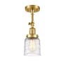Innovations Lighting Bell 5" Wide Semi-Flush Ceiling Fixture with Shade Satin Gold / Deco Swirl
