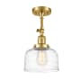 Innovations Lighting Bell 8" Wide Semi-Flush Ceiling Fixture Satin Gold / Clear Deco Swirl