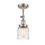 Innovations Lighting Bell 5" Wide Semi-Flush Ceiling Fixture with Shade Brushed Satin Nickel / Deco Swirl