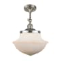 Innovations Lighting Large Oxford 12" Wide Semi-Flush Ceiling Fixture with 16" Height Brushed Satin Nickel / Matte White