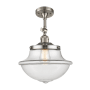 Innovations Lighting Large Oxford 12" Wide Semi-Flush Ceiling Fixture with 16" Height Brushed Satin Nickel / Clear