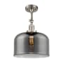 Innovations Lighting X-Large Bell 12" Wide Semi-Flush Ceiling Fixture with 16" Height Brushed Satin Nickel / Plated Smoke