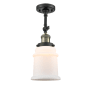 Innovations Lighting Canton Single Light 6" Wide Convertible Semi-Flush Ceiling Fixture with 3 Way Control Switch Black / Antique Brass / Matte White Cased