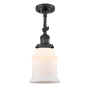 Innovations Lighting Canton Single Light 6" Wide Convertible Semi-Flush Ceiling Fixture with 3 Way Control Switch Matte Black / Matte White Cased