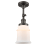 Innovations Lighting Canton Single Light 6" Wide Convertible Semi-Flush Ceiling Fixture with 3 Way Control Switch Oil Rubbed Bronze / Matte White Cased