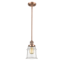 Innovations Lighting Canton 7" Wide Mini Pendant - Downrod Suspension Antique Copper / Clear