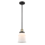 Innovations Lighting Canton 7" Wide Mini Pendant - Downrod Suspension Black Antique Brass / Matte White