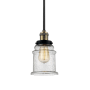 Innovations Lighting Canton 7" Wide Mini Pendant - Downrod Suspension Black / Antique Brass / Seedy
