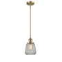 Innovations Lighting Chatham Single Light 6" Wide Mini Pendant with Hang Straight Swivel Brushed Brass / Clear Fluted