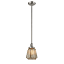 Innovations Lighting Chatham Single Light 6" Wide Mini Pendant with Hang Straight Swivel Brushed Satin Nickel / Mercury Fluted