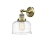 Innovations Lighting Bell 12" Tall Wall Sconce Antique Brass / Clear Deco Swirl