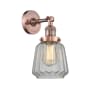 Innovations Lighting Chatham Single Light 12" Tall Bathroom Sconce with Multiple Shade Options Antique Copper / Clear Fluted