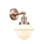 Innovations Lighting Small Oxford Single Light 12" Tall Bathroom Sconce with Multiple Shade Options Antique Copper / Matte White Cased