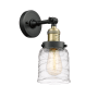 Innovations Lighting Bell 10" Tall Wall Sconce Black Antique Brass / Deco Swirl