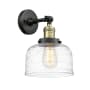 Innovations Lighting Bell 12" Tall Wall Sconce Black Antique Brass / Clear Deco Swirl