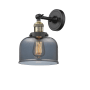 Innovations Lighting Large Bell Single Light 12" Tall Bathroom Sconce with Multiple Shade Options Black Antique Brass / Plated Smoked