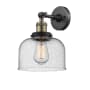Innovations Lighting Large Bell Single Light 12" Tall Bathroom Sconce with Multiple Shade Options Black Antique Brass / Seedy