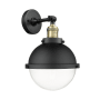 Innovations Lighting Hampden 12" Tall Wall Sconce Black Antique Brass / Clear