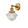 Innovations Lighting Small Oxford Single Light 12" Tall Bathroom Sconce with Multiple Shade Options Brushed Brass / Clear