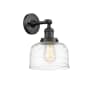 Innovations Lighting Bell 12" Tall Wall Sconce Matte Black / Clear Deco Swirl