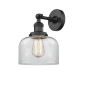 Innovations Lighting Large Bell Single Light 12" Tall Bathroom Sconce with Multiple Shade Options Matte Black / Clear