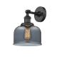 Innovations Lighting Large Bell Single Light 12" Tall Bathroom Sconce with Multiple Shade Options Matte Black / Plated Smoked