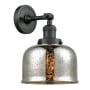 Innovations Lighting Large Bell Single Light 12" Tall Bathroom Sconce with Multiple Shade Options Matte Black / Silver Plated Mercury