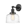 Innovations Lighting Bell 12" Tall Wall Sconce Oil Rubbed Bronze / Clear Deco Swirl