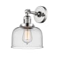 Innovations Lighting Large Bell Single Light 12" Tall Bathroom Sconce with Multiple Shade Options Polished Nickel / Clear