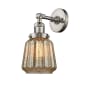 Innovations Lighting Chatham Single Light 12" Tall Bathroom Sconce with Multiple Shade Options Satin Brushed Nickel / Mercury Fluted