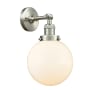 Innovations Lighting Beacon 14" Tall Bathroom Sconce Brushed Satin Nickel / Matte White