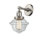 Innovations Lighting Small Oxford Single Light 12" Tall Bathroom Sconce with Multiple Shade Options Brushed Satin Nickel / Clear