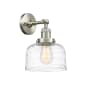Innovations Lighting Bell 12" Tall Wall Sconce Brushed Satin Nickel / Clear Deco Swirl