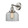 Innovations Lighting Large Bell Single Light 12" Tall Bathroom Sconce with Multiple Shade Options Satin Brushed Nickel / Clear