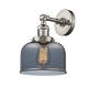 Innovations Lighting Large Bell Single Light 12" Tall Bathroom Sconce with Multiple Shade Options Satin Brushed Nickel / Smoked