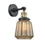Innovations Lighting Chatham Single Light 12" Tall Bathroom Sconce with Multiple Shade Options Black Antique Brass / Mercury