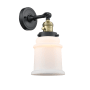 Innovations Lighting Canton Single Light 11" Tall Bathroom Sconce - 3 Way Switch on Socket Black Antique Brass / Matte White